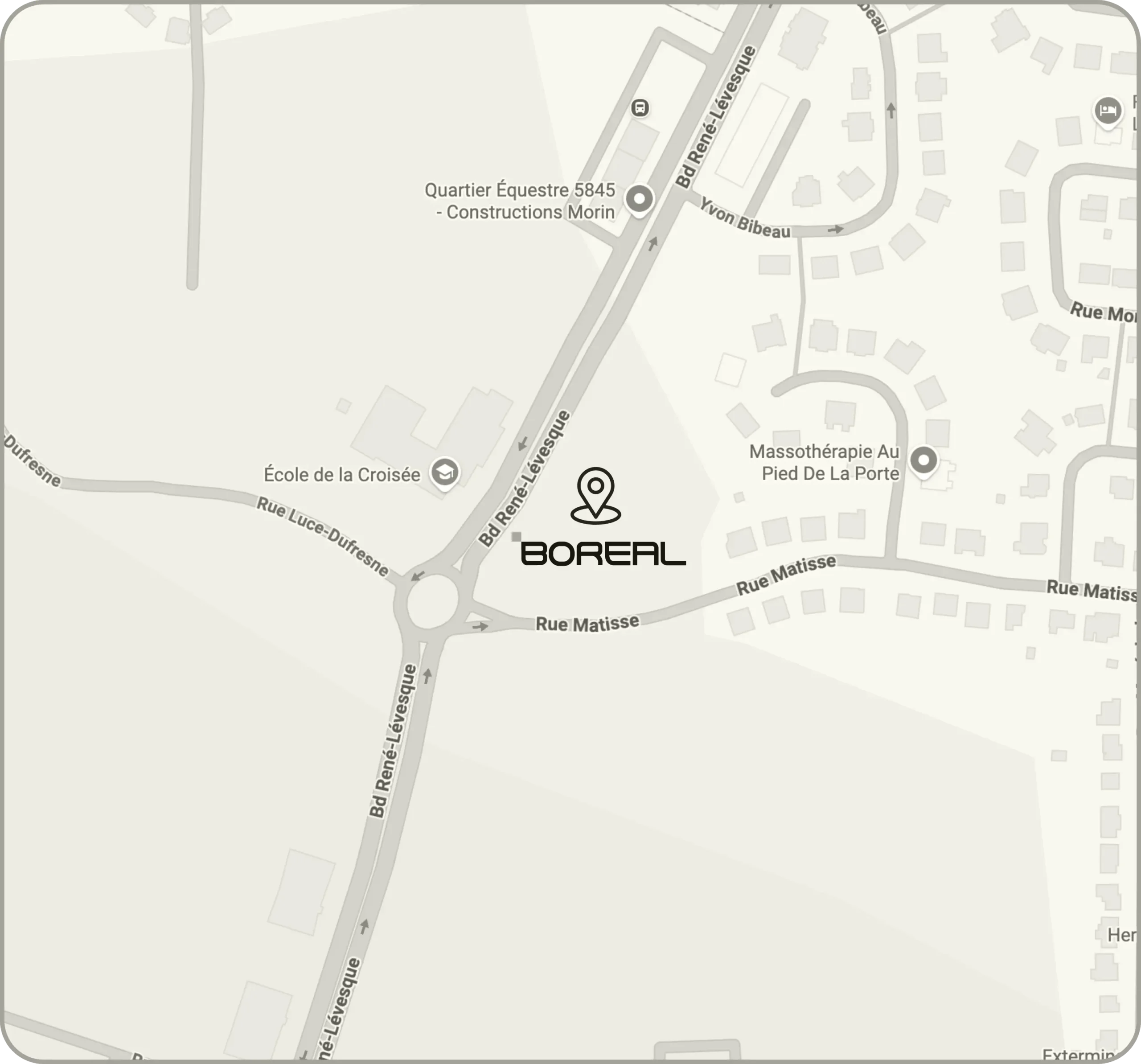 Carte de la position du projet Boréal à Sherbrooke